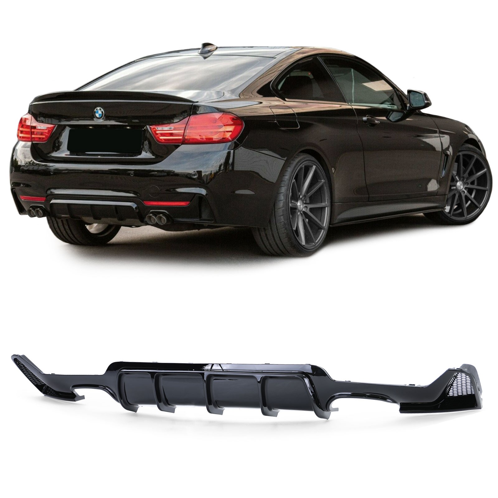 Difuzor BMW 4 F32, F33, F36 13- M-Performance M4 izgled Črna sijaj ...