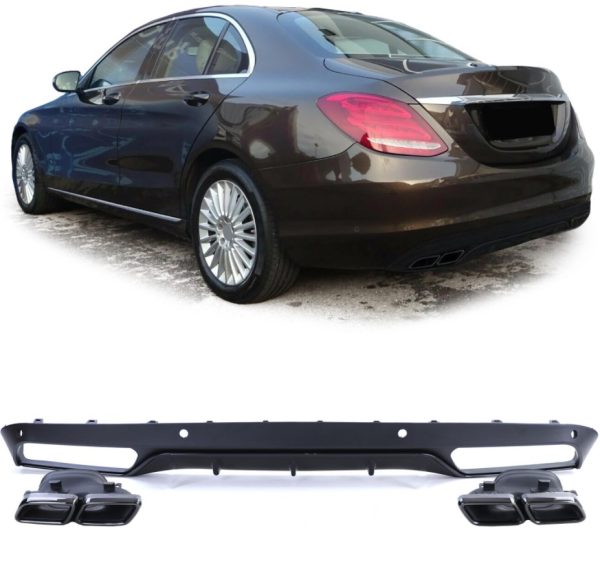 Difuzor z nastavki za izpuh Mercedes Benz C W205 14-18 črni sijaj/smoke krom