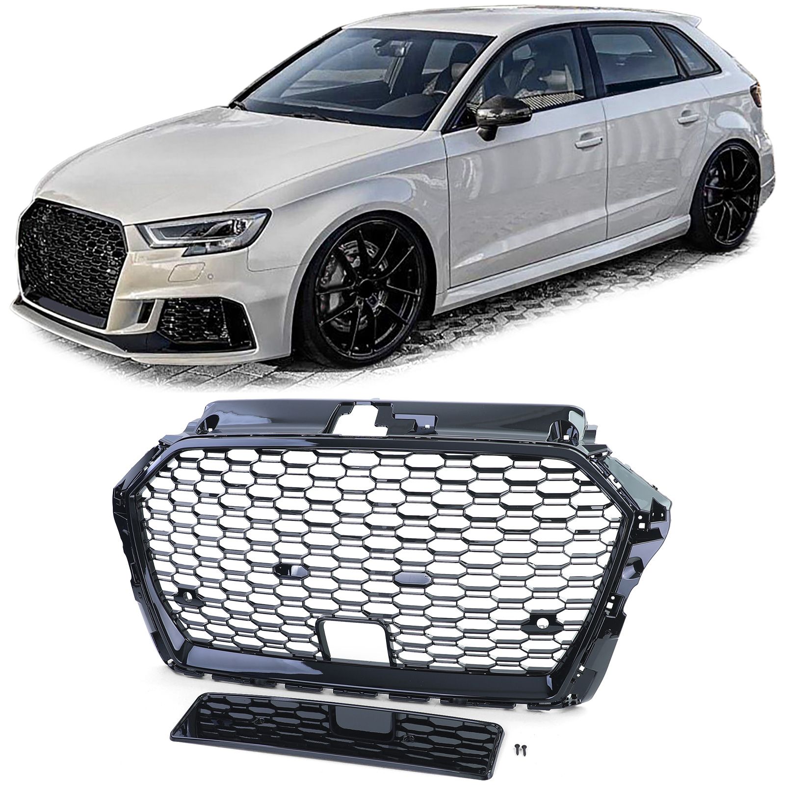 *TOP* Maska brez znaka Audi A3 8V 17- sijaj črna RS izgled V2