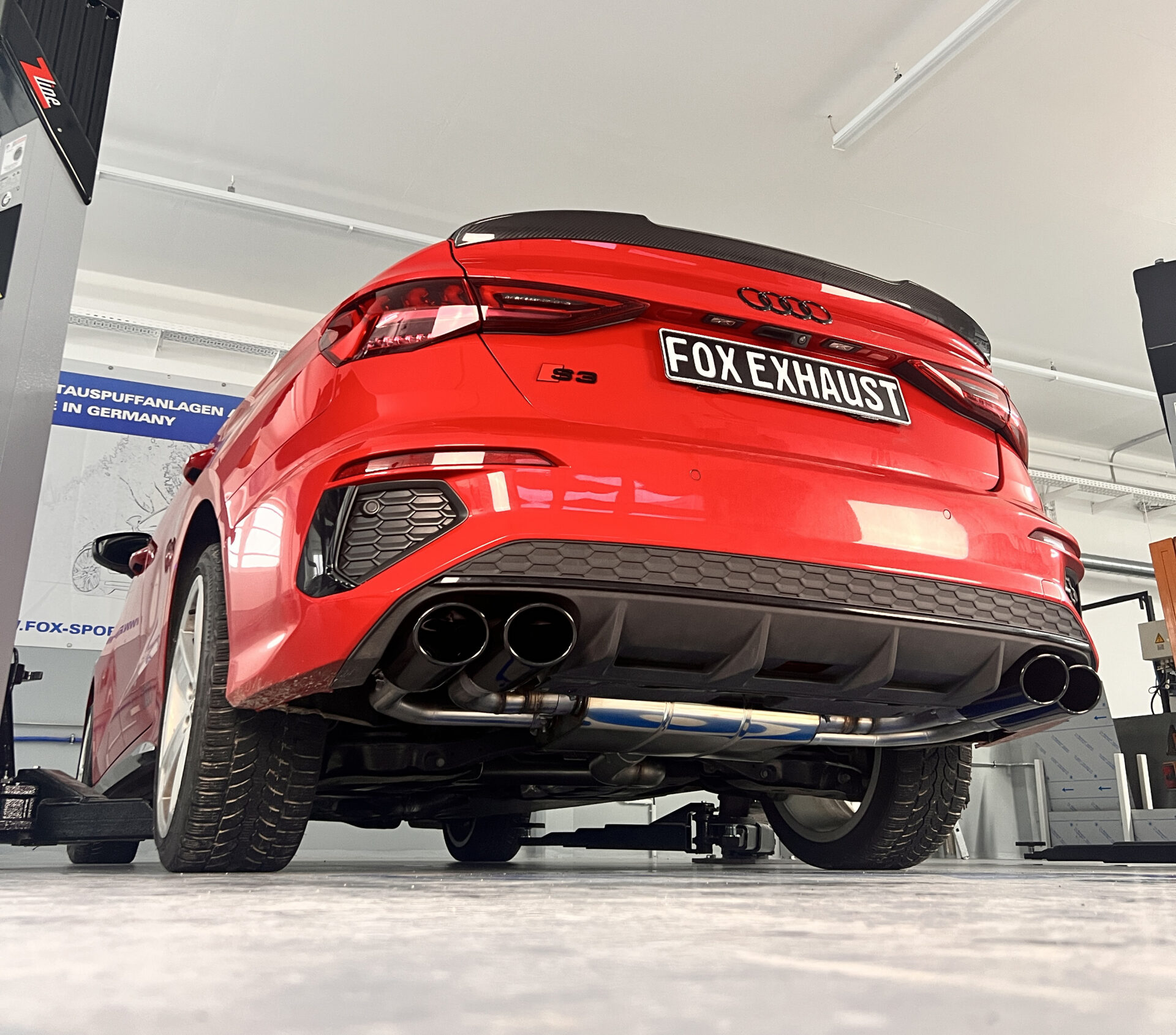 FOX izpušni sistem od OPF z izpušnimi ventili - 2x115x85 Tip 32 desno/levo nastavki črno emajlirani Audi S3 GY - Limuzina