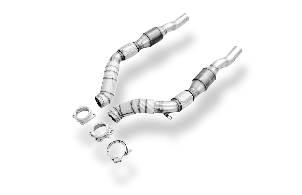 FOX downpipe 76mm z ECE odobrenimi HJS katalizatorji za K03, k04- in k06-polnilnike - z termoizolacijo - HJS katalizatorji z HD-designom (trojna folijska navijanje, tri navijalna središča, optimizirana folijska struktura za maksimalno trajnost Audi S4/ RS4 B5