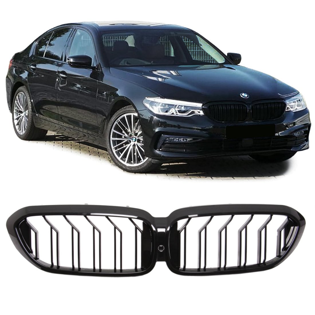 *TOP* Športna maska BMW 5 G30 17- LCI M5 izgled ČRNA SIJAJ