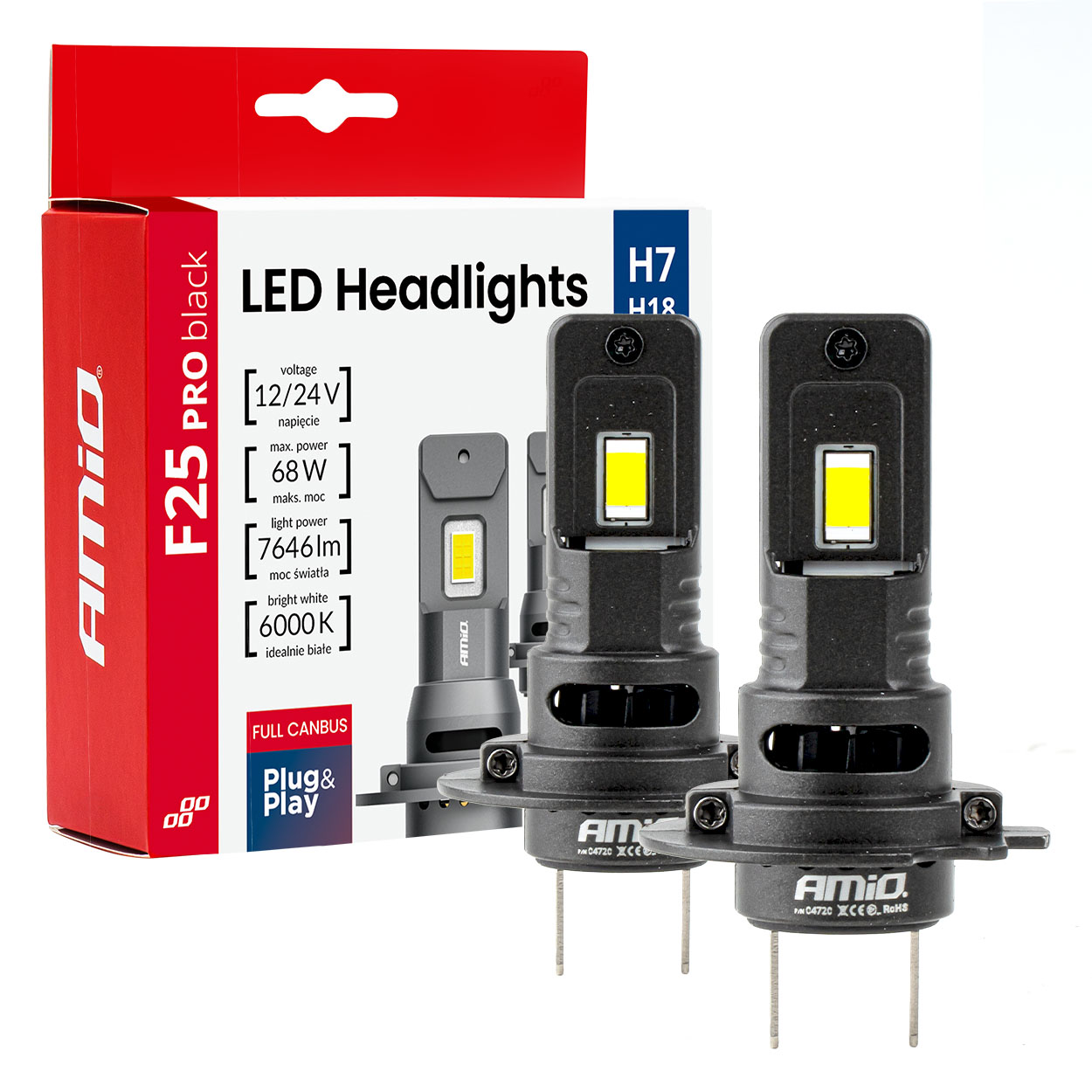 LED kit serija F25 PRO BLACK FULL CANBUS H7 68W 12/24V