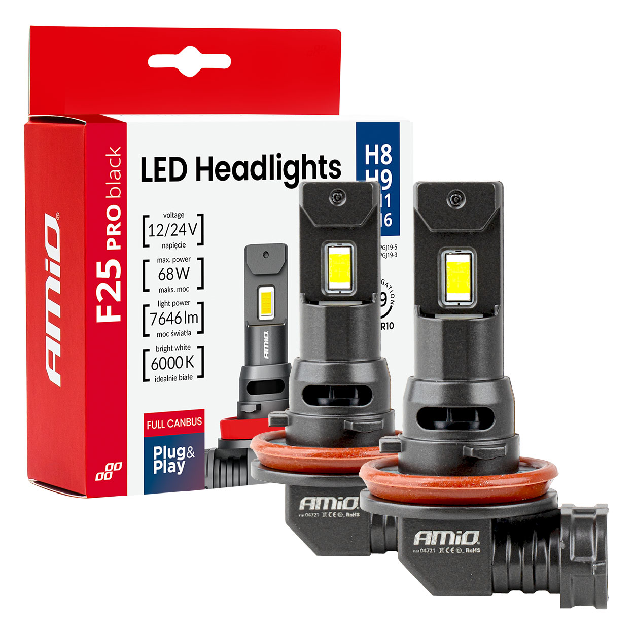 LED kit serija F25 PRO BLACK FULL CANBUS H8 H9 H11 68W 12/24V