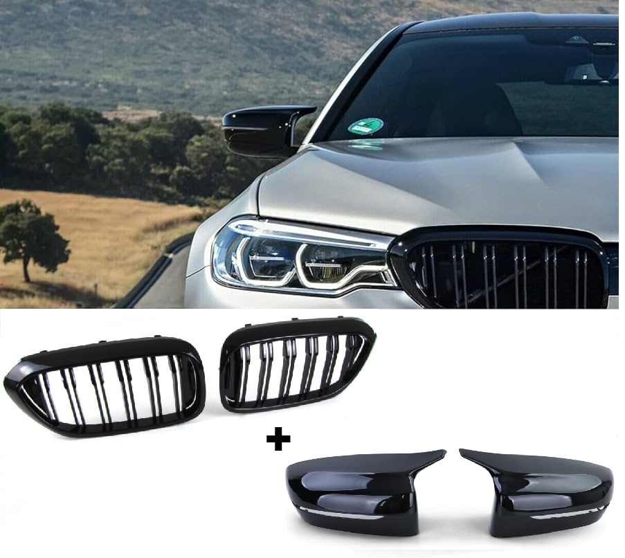*TOP* Športna maska + Pokrovi ogledal BMW 5 G30 G31 2017-20 M5 Izgled črne sijaj barve