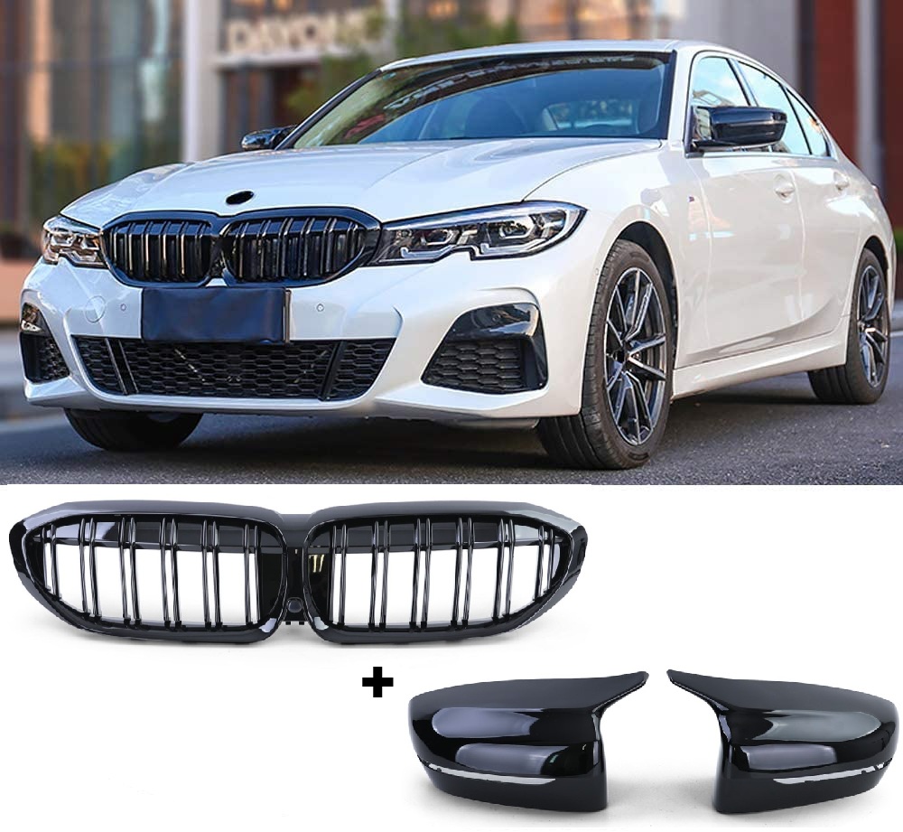 *TOP* Športna maska + Pokrovi ogledal BMW  BMW 3 G20 G21 18-22 M5 Izgled črne sijaj barve