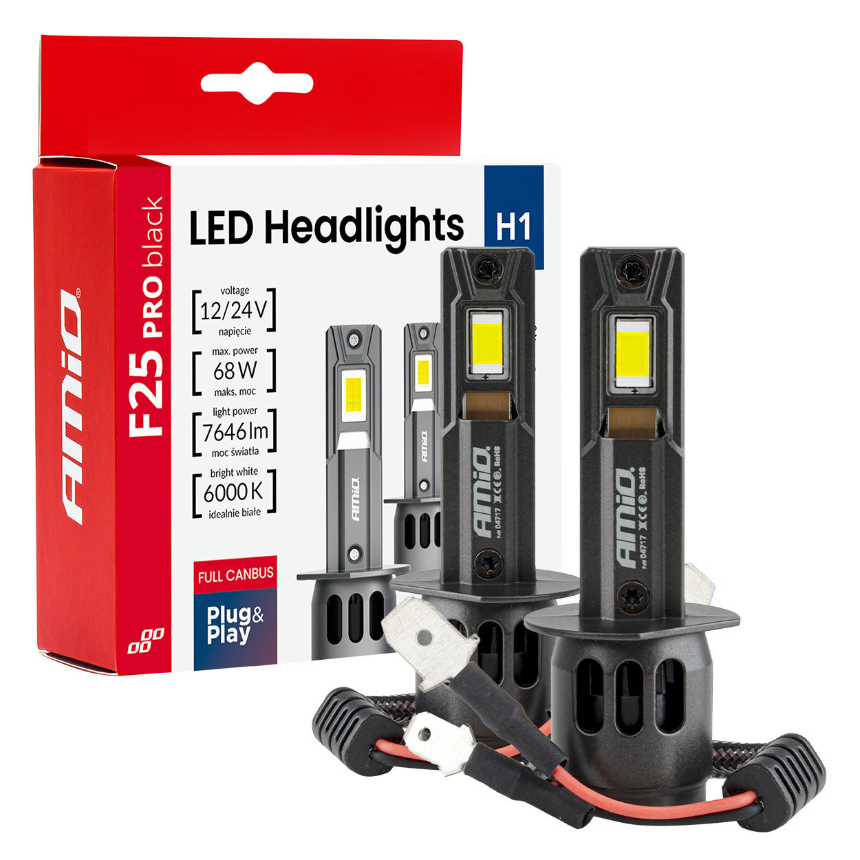 LED kit serija F25 PRO BLACK FULL CANBUS H1 68W 12/24V