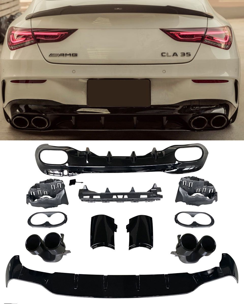 Difuzor Mercedes z nastavki CLA W118/C118 19- AMG LINE črni sijaj