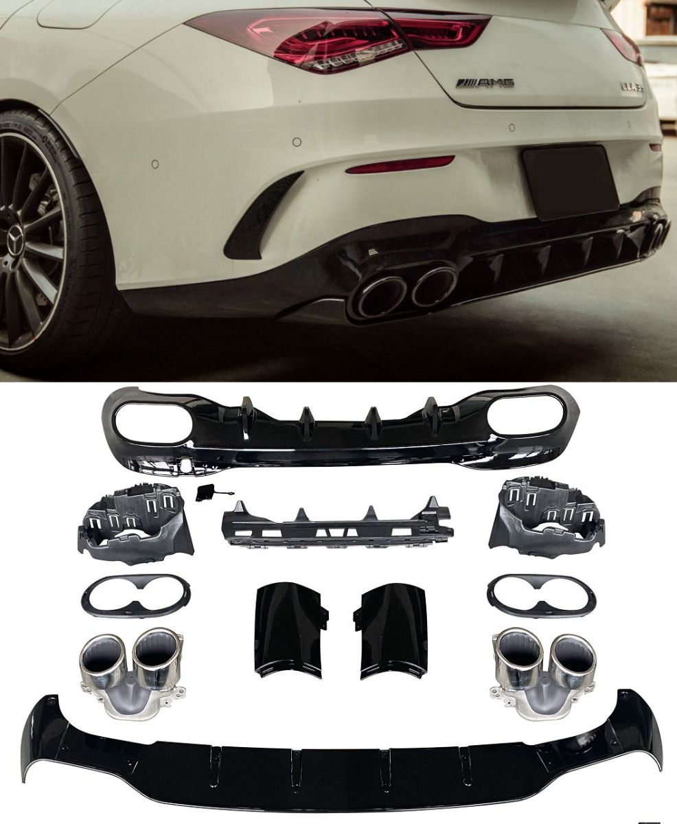 Difuzor Mercedes z nastavki CLA W118/C118 19- AMG LINE krom