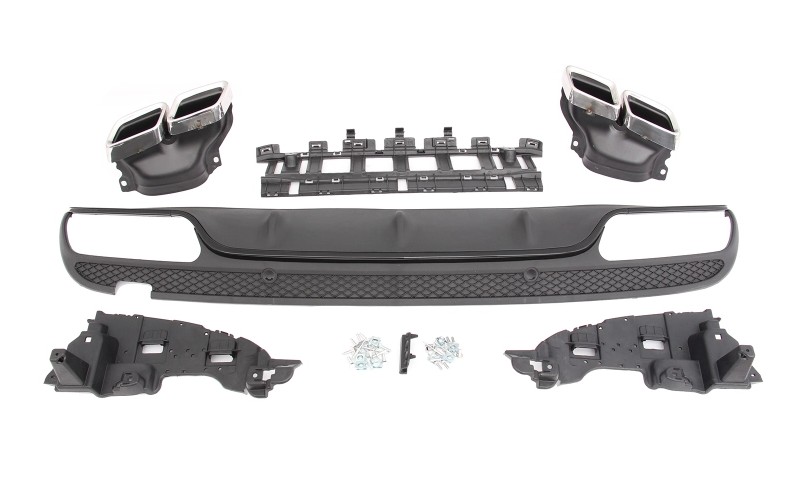 Difuzor z nastavki za izpuh Mercedes Benz C W205 14-18 črn/krom V2